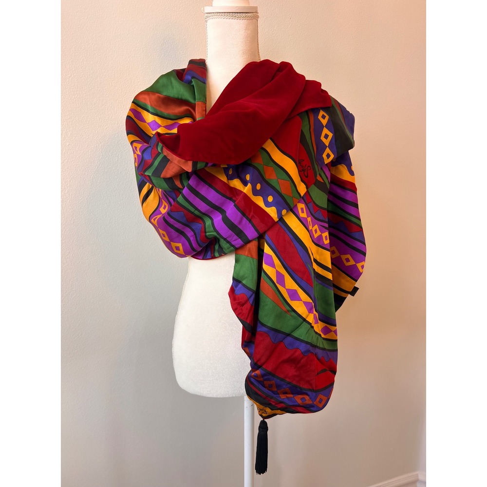 Vintage reversible Accents By Sharif silk scarf/wrap